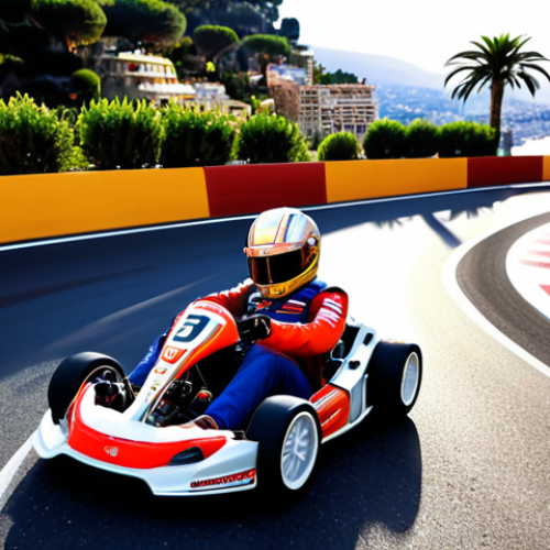 Home 24 **
Prompt: "KartRider scene, intense drifting around a hairpin turn on a Monaco-inspired track. Focus on the dynamic angle of the kart, sparks from the tires, and a sense of speed. Dramatic lighting, emphasizing the tight corner. French Riviera background, luxury cars in the distance. Kart design inspired by classic French racing aesthetics. Bright, vibrant colors."
**