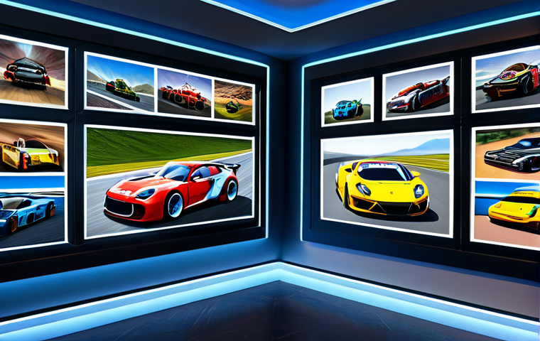A professional, high-resolution digital art gallery featuring a curated display of diverse fan-created content inspired by a popular racing game. The gallery walls showcase various styles of artwork, including vibrant character illustrations, detailed 3D models of stylized vehicles, and digital concept art, all depicting family-friendly subjects from the game's universe. The overall presentation is clean, modern, and well-lit, emphasizing creativity and community spirit. The scene is safe for work, appropriate content, fully clothed, and presented in a modest and professional manner. Perfect anatomy for any depicted figures within the artwork, correct proportions, well-formed hands, proper finger count, natural body proportions. Professional photography, high quality.