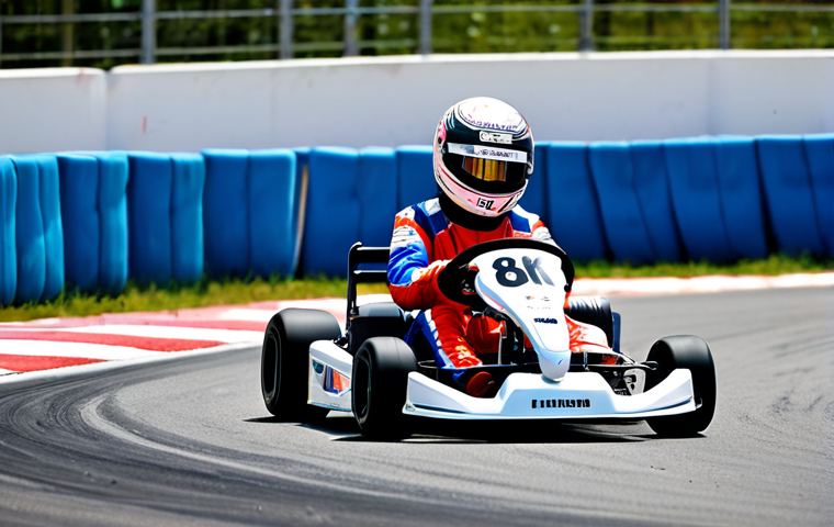 **

"A cheerful young woman, fully clothed in a colorful racing suit (like those seen in Karting competitions in France), helmet on, standing proudly next to a shiny, cartoonish go-kart designed with a French flag theme. Background: A bright, sunny day at a well-maintained outdoor karting track in France, with spectators cheering in the stands. Safe for work, appropriate content, family-friendly, professional, perfect anatomy, natural proportions, high-quality digital art."

**