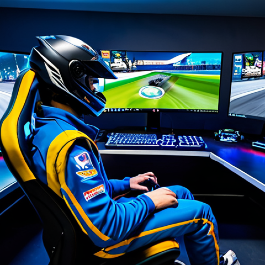 Professional Kart Racer**

"A professional KartRider esports athlete, fully clothed in a modern racing suit with team logos, sitting in a gaming chair in front of a computer with multiple monitors displaying racing data and live gameplay. The background shows a brightly lit esports arena with cheering fans. Perfect anatomy, natural proportions, well-formed hands, proper finger count, professional gaming setup, safe for work, appropriate content, family-friendly, professional."

**