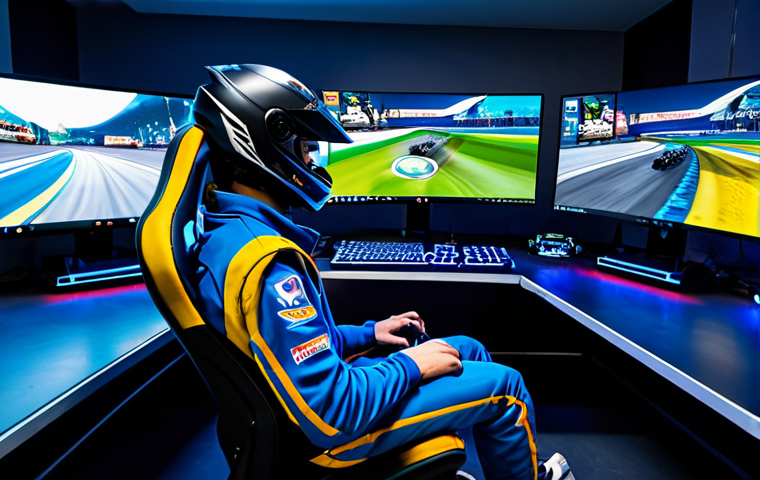 Professional Kart Racer**

"A professional KartRider esports athlete, fully clothed in a modern racing suit with team logos, sitting in a gaming chair in front of a computer with multiple monitors displaying racing data and live gameplay. The background shows a brightly lit esports arena with cheering fans. Perfect anatomy, natural proportions, well-formed hands, proper finger count, professional gaming setup, safe for work, appropriate content, family-friendly, professional."

**