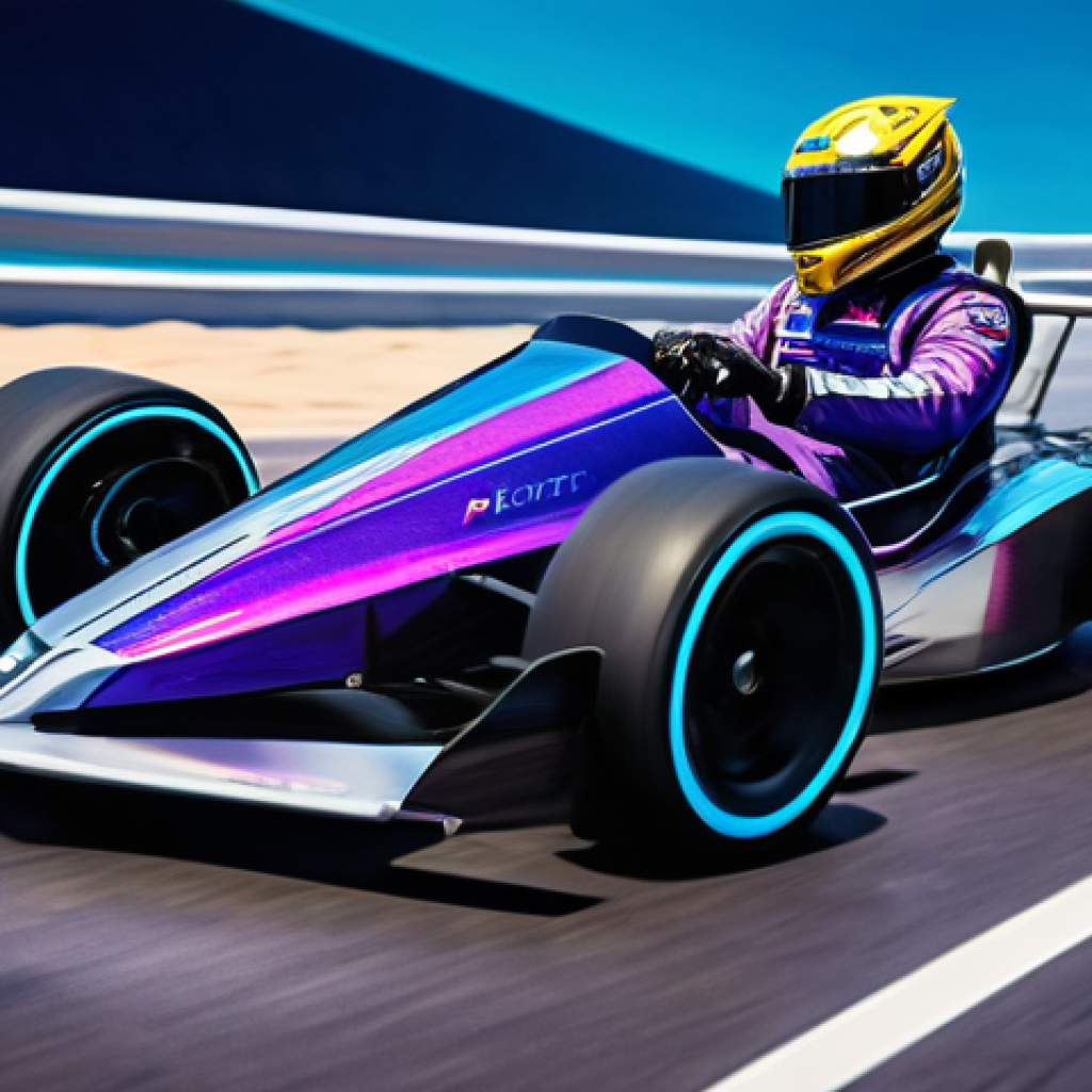 카트라이더 신규 트랙의 재미 요소 - **High-Speed Cosmic Drift on Skyway (Northeu):** A sleek, futuristic **Plasma Comet kart**, glowing ...