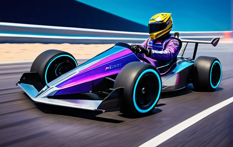 카트라이더 신규 트랙의 재미 요소 - **High-Speed Cosmic Drift on Skyway (Northeu):** A sleek, futuristic **Plasma Comet kart**, glowing ...