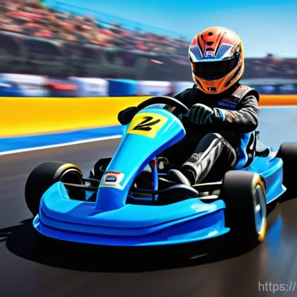 카트라이더 속도 유지 비법 - "A dynamic, high-speed scene featuring a professional KartRider racer (gender-neutral) in a sleek, v...
