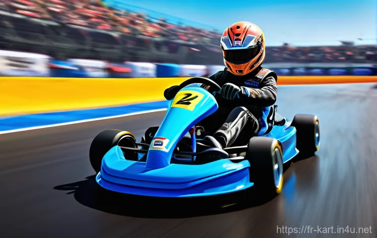 카트라이더 속도 유지 비법 - "A dynamic, high-speed scene featuring a professional KartRider racer (gender-neutral) in a sleek, v...