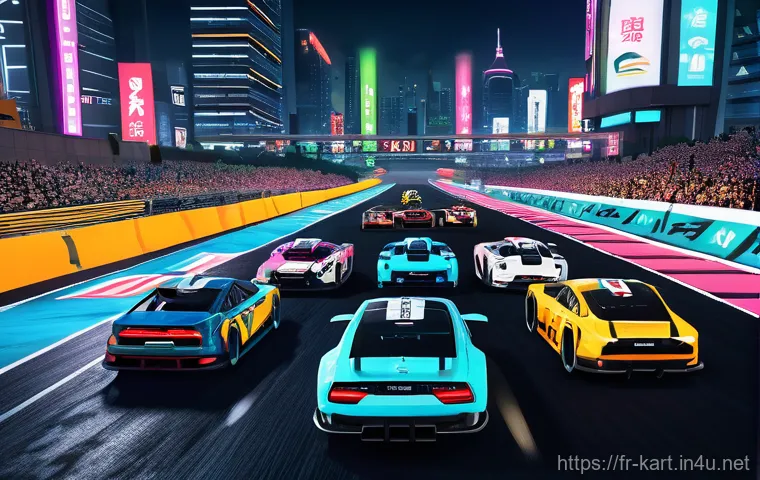 카트라이더 신규 캐릭터와 업데이트 정보 - Prompt 1: Nostalgic Farewell at Neo-Seoul Night**