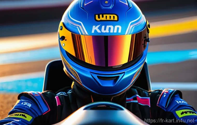 카트라이더 스피드전 팁 모음 - A highly skilled KartRider pilot, mid-action, expertly performing a 'cut drift' around a sharp, vibr...