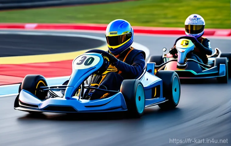 카트라이더 초보자를 위한 팀플레이 조언 - **Prompt:** A dynamic, high-speed moment on a vibrant KartRider race track. A lead kart, driven by a...