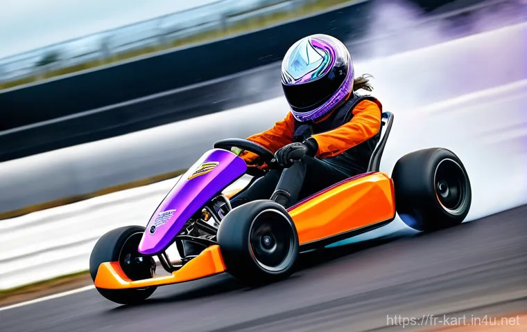 카트라이더 초보 유저의 드리프트 기술 가이드 - **Prompt 1: The Rookie's First Drift**
    A vibrant, dynamic image in the style of KartRider: Drift...