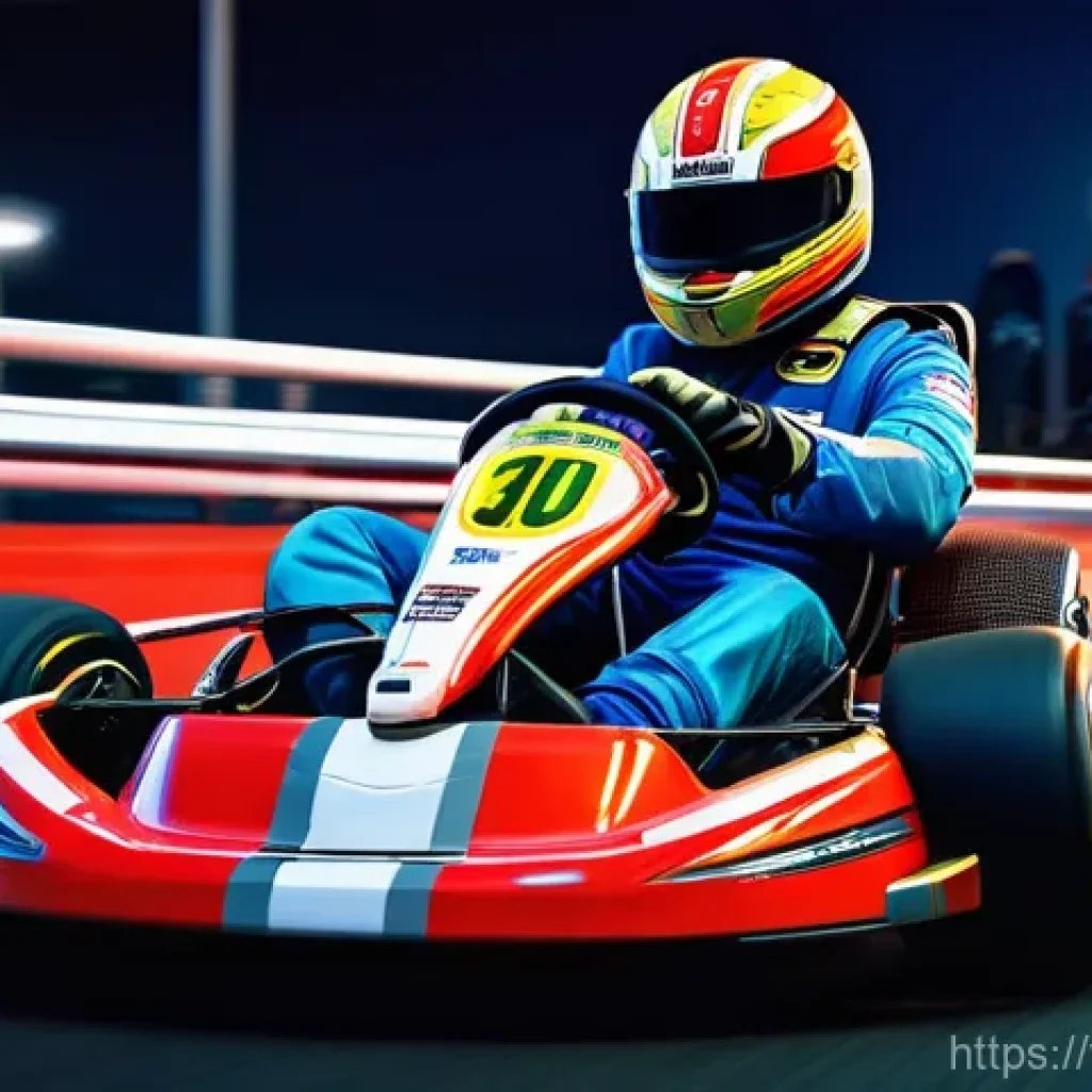 카트라이더 아이템 활용 전략 - **Prompt:** A dynamic, high-stakes kart racing scene. A male racer, in his late teens or early twent...