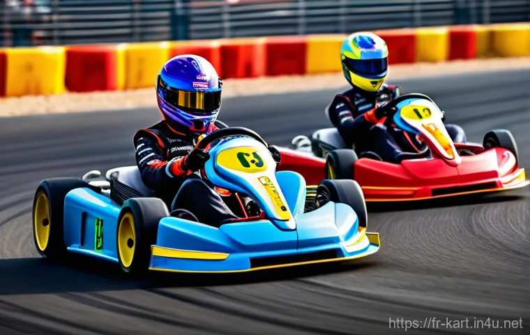 카트라이더 아이템 활용 전략 - **Prompt:** A female kart racer in the lead position, demonstrating expert defensive skills. She is ...