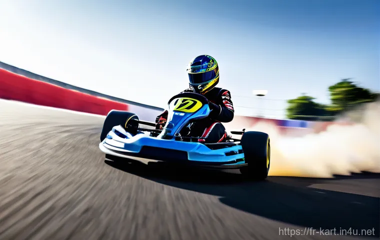 카트라이더 신규 트랙 초보 공략 - **Prompt:** A dynamic, high-angle shot capturing a sleek, agile kart (resembling the "Scorpion Rouge...