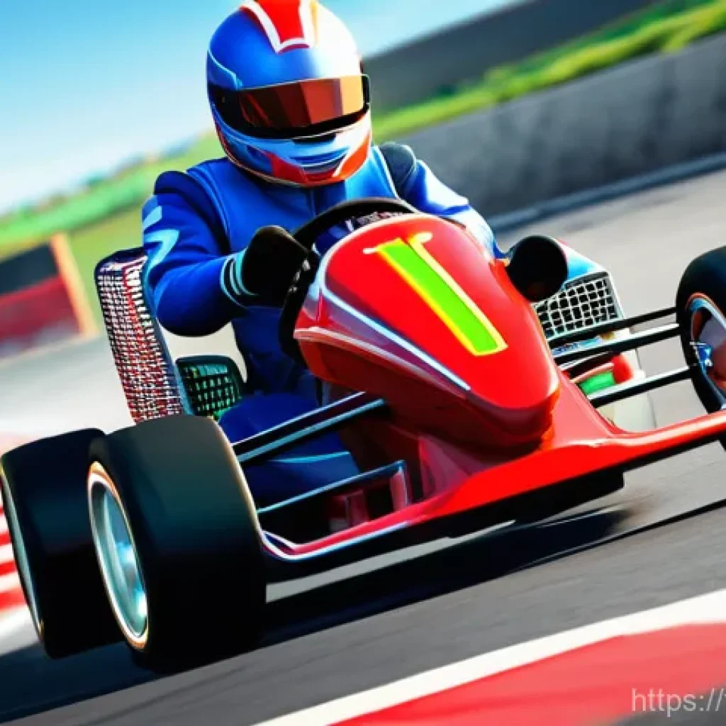 카트라이더 초보자를 위한 아이템전 기술 - **Prompt for "Offensive Strategy in Kart Racing"**:
    "A dynamic, high-angle shot of a vibrant, fu...