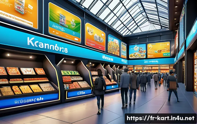 카트라이더 아이템 교환 시장 이용법 - A dynamic digital marketplace scene from KartRider featuring a bustling exchange hub with diverse pl...