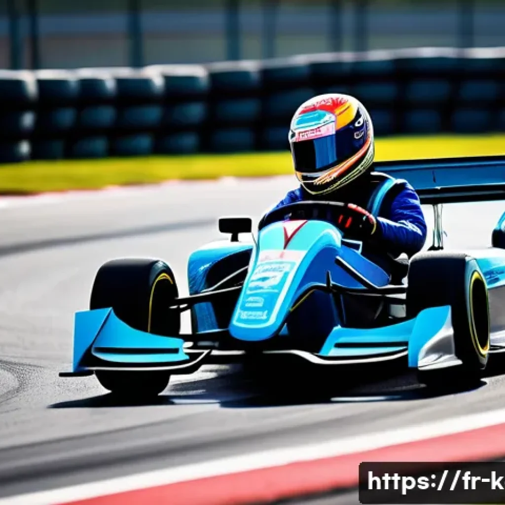 카트라이더 드리프트 기술 익히기 - A dynamic scene of a professional kart racer executing a perfect drift on a tight hairpin curve in a...