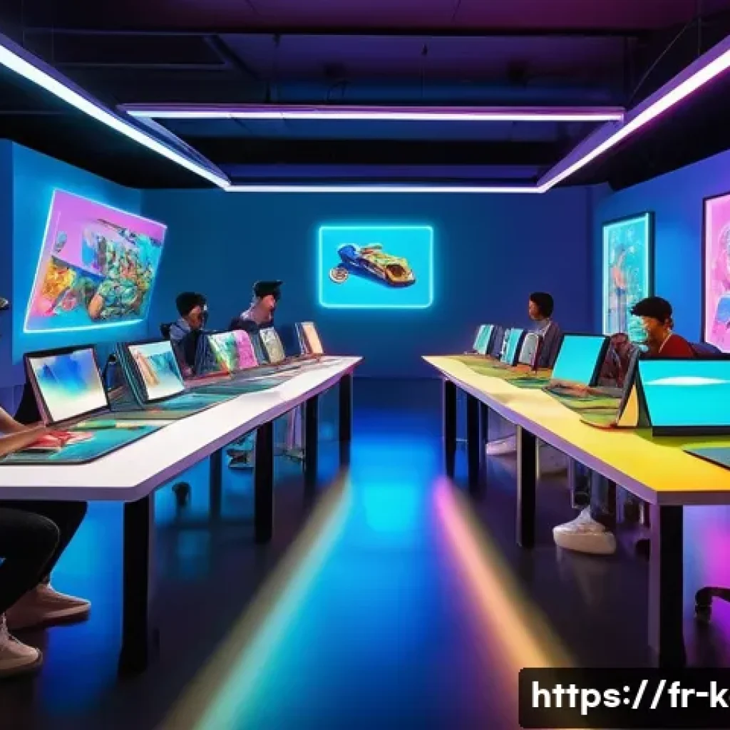 카트라이더 팬아트 대회의 트렌드 분석 - A vibrant digital fan art scene showcasing a diverse group of artists creating KartRider fan art on ...