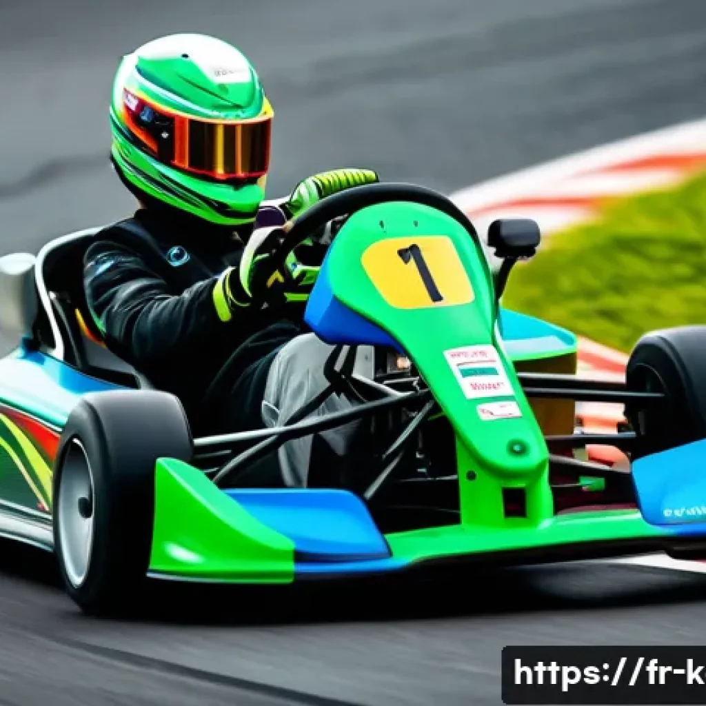 카트라이더 스피드전 차량 선택 - A detailed close-up scene of a lightweight, agile kart racing on a tight, technical circuit filled w...