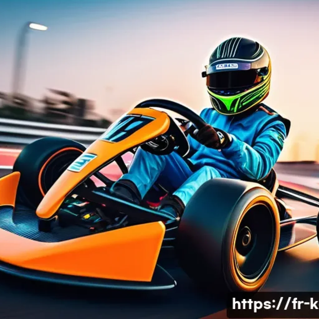 카트라이더 초보 유저를 위한 전략 가이드 - A dynamic racing scene on a colorful, futuristic kart racing track set in a vibrant cityscape at sun...