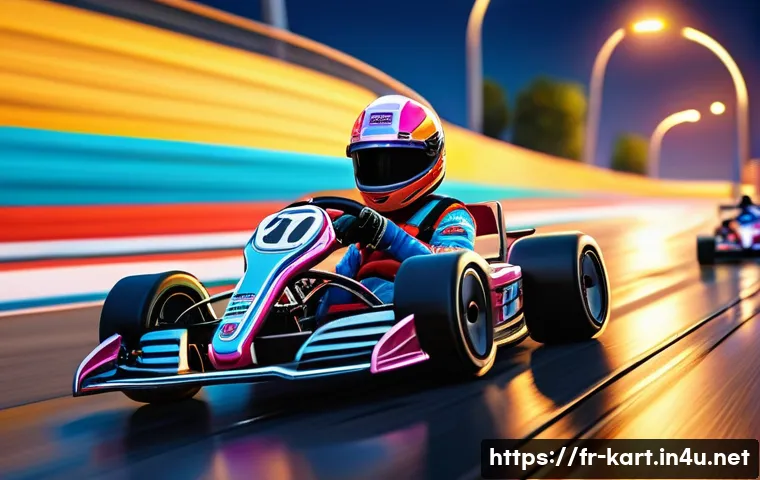 카트라이더 신규 출시 트레일러 - A dynamic and immersive kart racing scene set in a vibrant urban environment at dusk, featuring high...