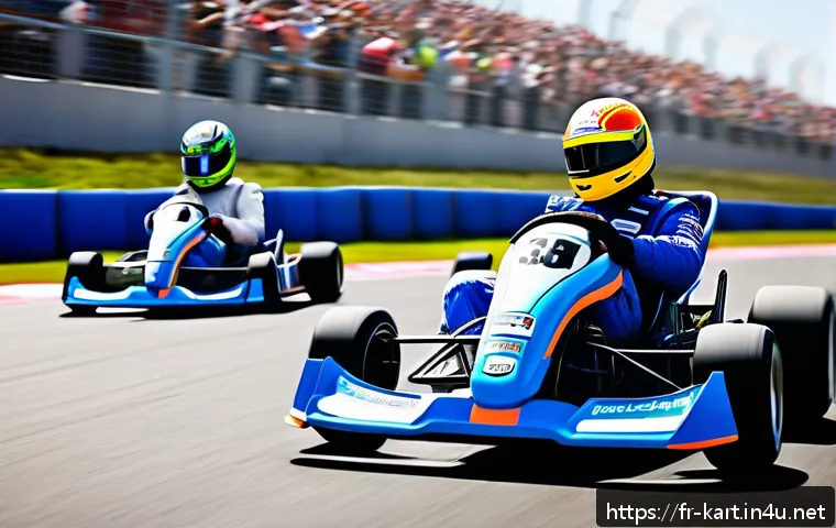 카트라이더 신규 기능 활용 - A dynamic kart racing scene at the start of a race, featuring a diverse group of racers wearing colo...