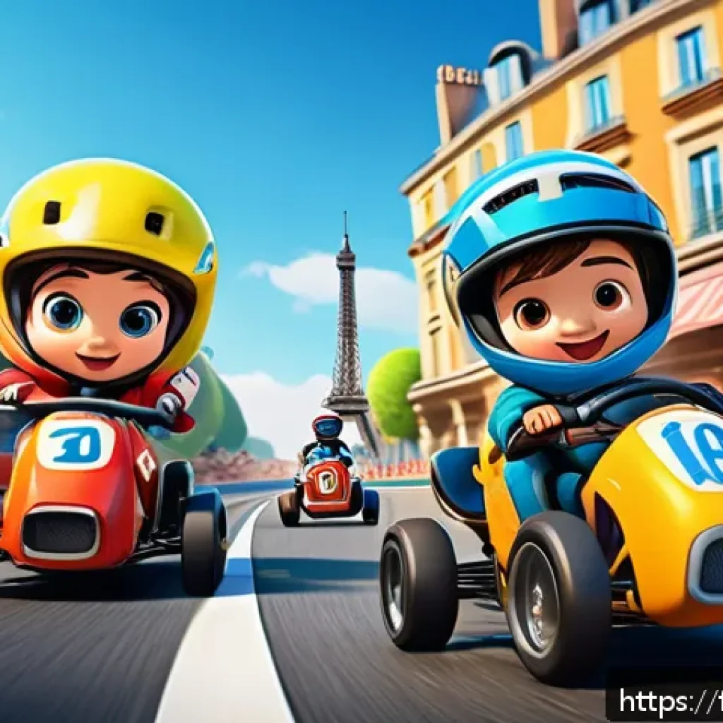 카트라이더 팬아트 제출 가이드 - A vibrant and dynamic KartRider fan art scene featuring a group of colorful characters racing on a w...