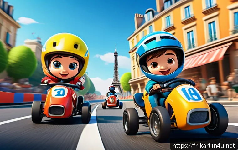 카트라이더 팬아트 제출 가이드 - A vibrant and dynamic KartRider fan art scene featuring a group of colorful characters racing on a w...