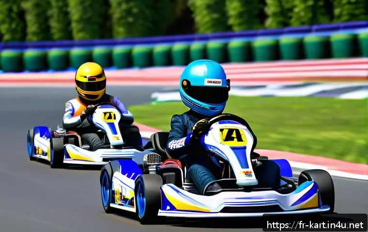 카트라이더 신규 업데이트와 팬아트 대회의 융합 - A dynamic kart racing scene showcasing multiple colorful characters in detailed racing suits and hel...