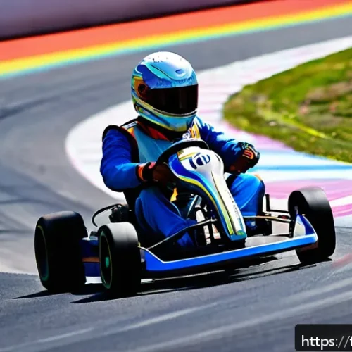 카트라이더 레어 아이템 얻는 법 - A dynamic KartRider race scene on the "Rainbow Road" circuit featuring a sleek, colorful kart expert...