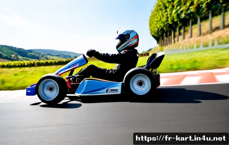 Home 17 카트라이더 초보 유저의 트랙 공략과 드리프트 전략 - Photorealistic beginner go-kart driver in a full-face helmet and racing suit navigating a tight turn...